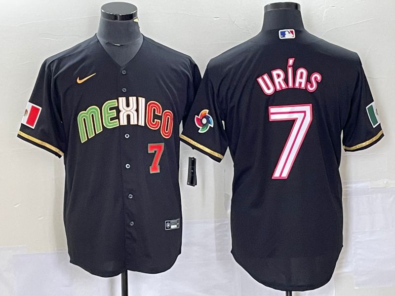 Men 2023 World Cub Mexico 7 Urias Black pink Nike MLB Jersey21